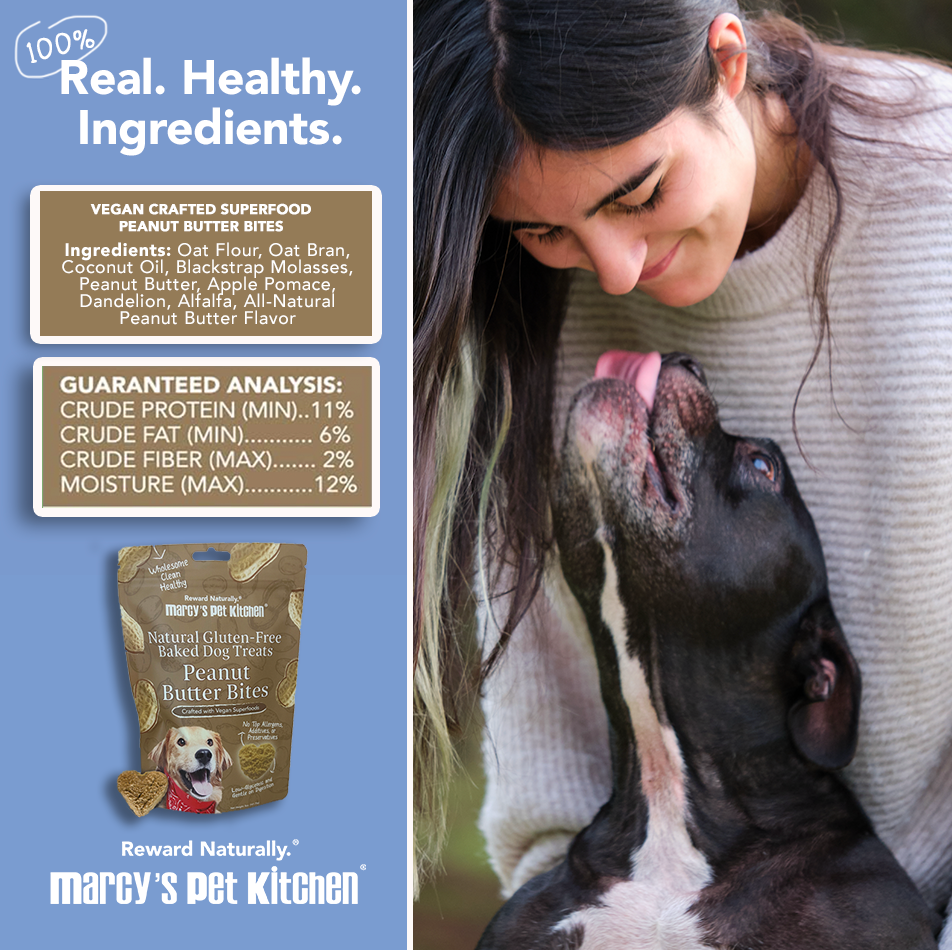 Peanut Butter Bites ingredient panel showing natural ingredients