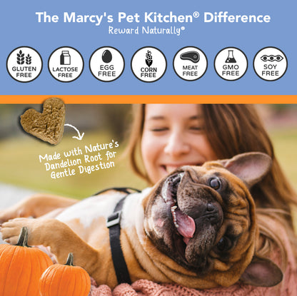 Marcy's Pet Kitchen- All Natural, Vegan Pumpkin Biscuit Dog Treats - Homemade-Vet Approved- Vegan, Gluten Free, Human Grade Ingredients, Made in The USA, Healthy Pumpkin Dog Treats