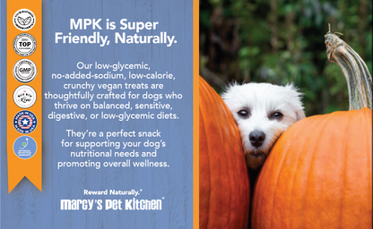 Marcy's Pet Kitchen- All Natural, Vegan Pumpkin Biscuit Dog Treats - Homemade-Vet Approved- Vegan, Gluten Free, Human Grade Ingredients, Made in The USA, Healthy Pumpkin Dog Treats