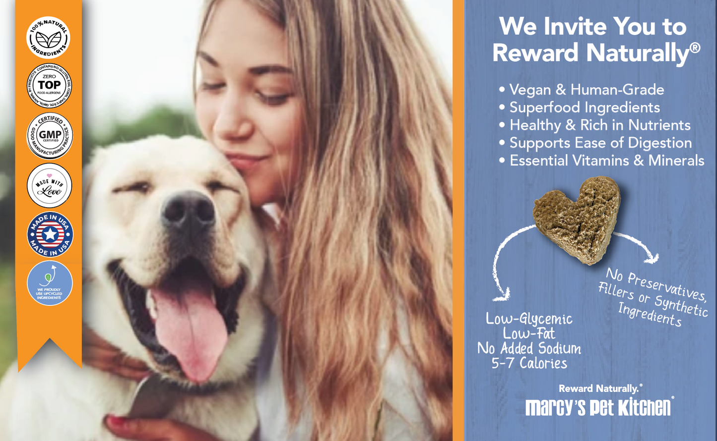 Marcy's Pet Kitchen- All Natural, Vegan Pumpkin Biscuit ‘On The Go’ Pouches Dog Treats - Homemade-Vet Approved- Vegan, Gluten Free, Human Grade Ingredients, Made in The USA, Healthy Pumpkin Dog Treats